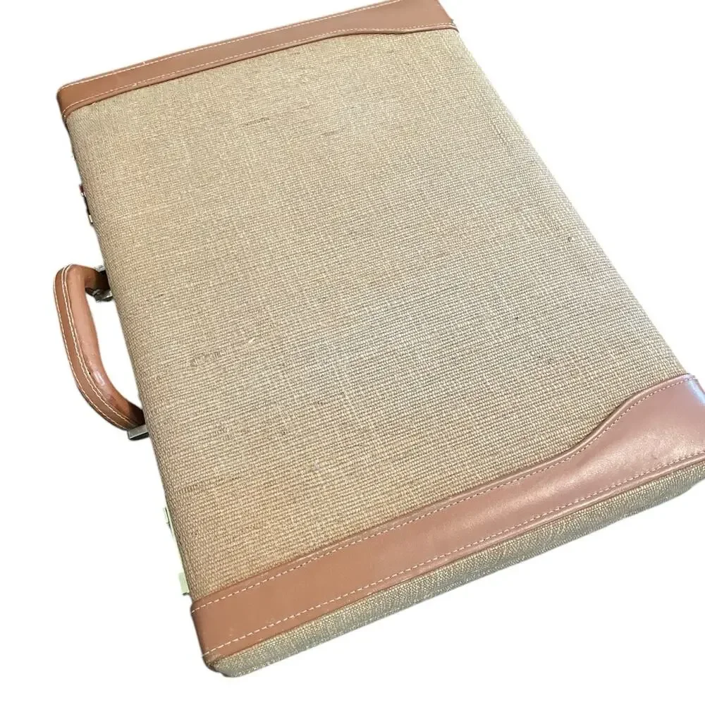 Ricardo Beverly Hills Vintage Tan Canvas & Leather Briefcase